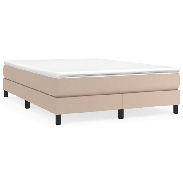 vidaXL Κρεβάτι Boxspring με Στρώμα Καπουτσίνο 140x200εκ.από Συνθ.Δέρμα