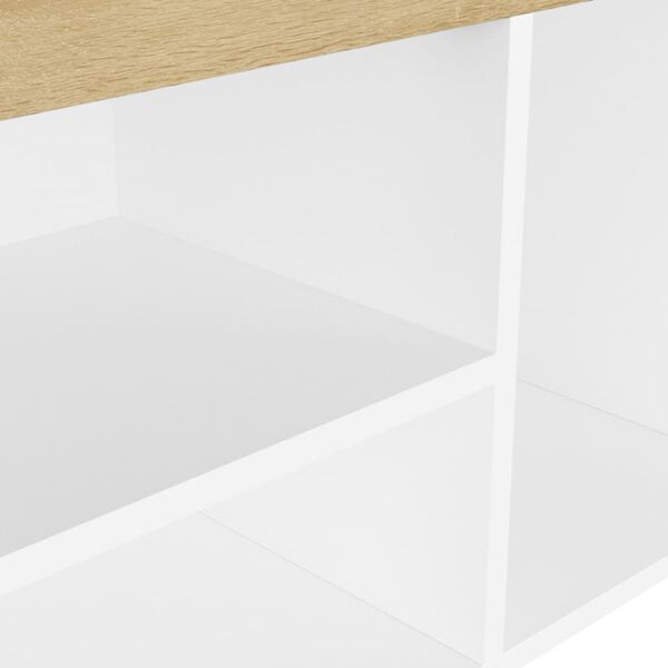 vidaXL Παπουτσοθήκη Λευκή/Sonoma Δρυς 80x30x47εκ Επεξ. Ξύλο+ Μαξιλάρι