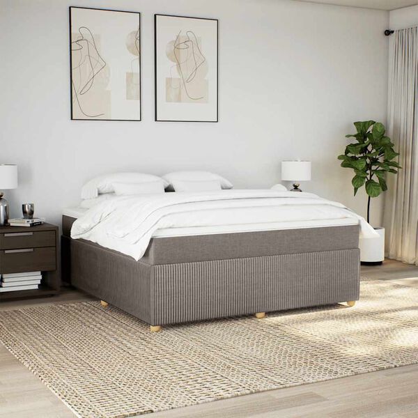 vidaXL &Kappa;&rho;&epsilon;&beta;ά&tau;&iota; Boxspring &mu;&epsilon; &Sigma;&tau;&rho;ώ&mu;&alpha; Taupe 180x200 &epsilon;&kappa;. &Upsilon;&phi;&alpha;&sigma;&mu;ά&tau;&iota;&nu;&omicron;
