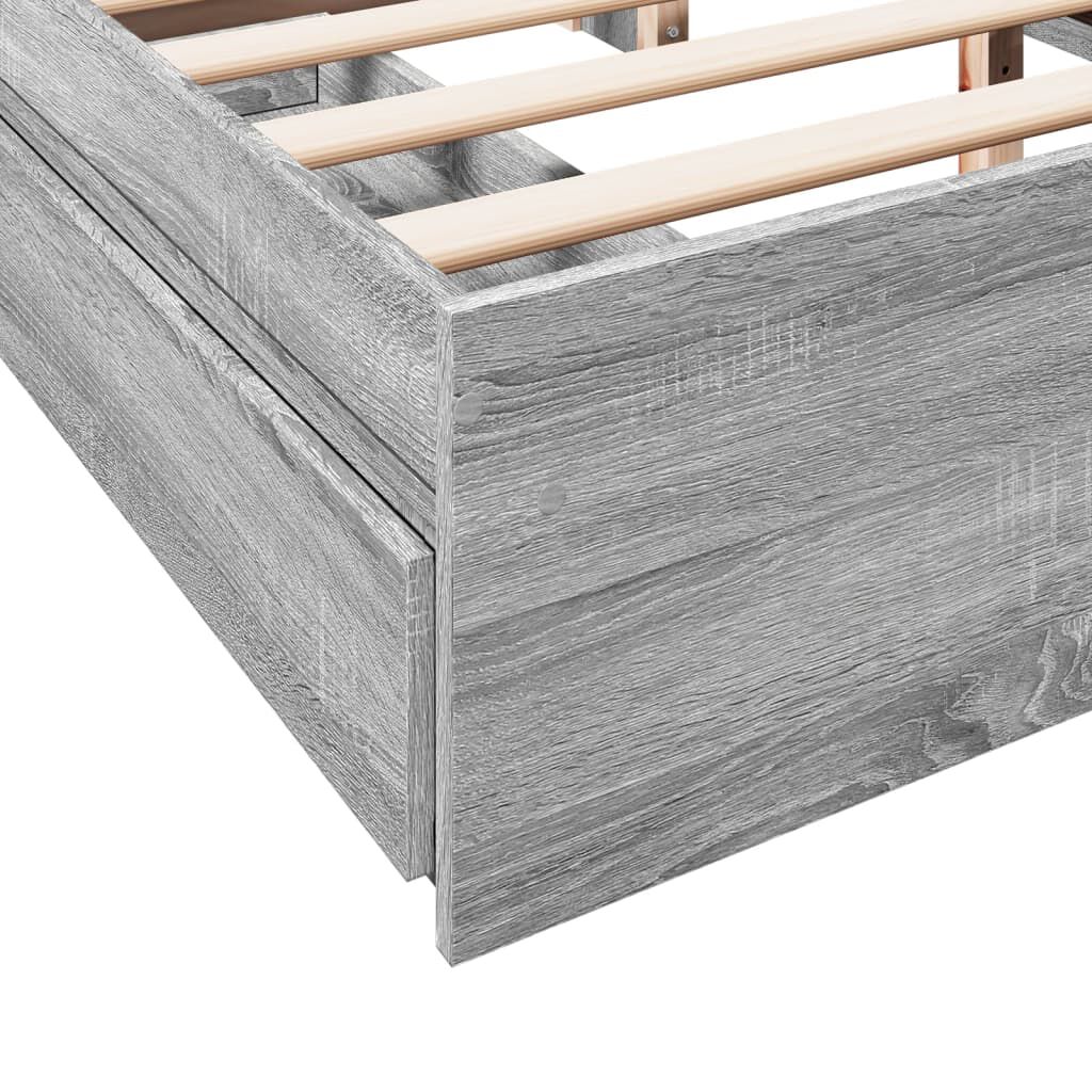 vidaXL Πλαίσιο Κρεβατιού με Συρτάρια Γκρι Sonoma 150x200εκ. Επεξ. Ξύλο