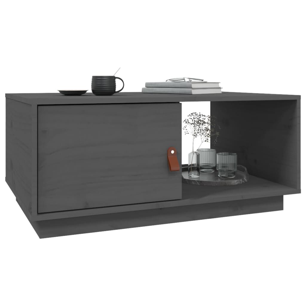 vidaXL Τραπεζάκι Σαλονιού Γκρι 80x50x35,5 εκ. από Μασίφ Ξύλο Πεύκου