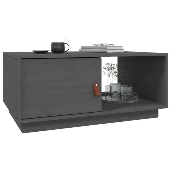 vidaXL Τραπεζάκι Σαλονιού Γκρι 80x50x35,5 εκ. από Μασίφ Ξύλο Πεύκου
