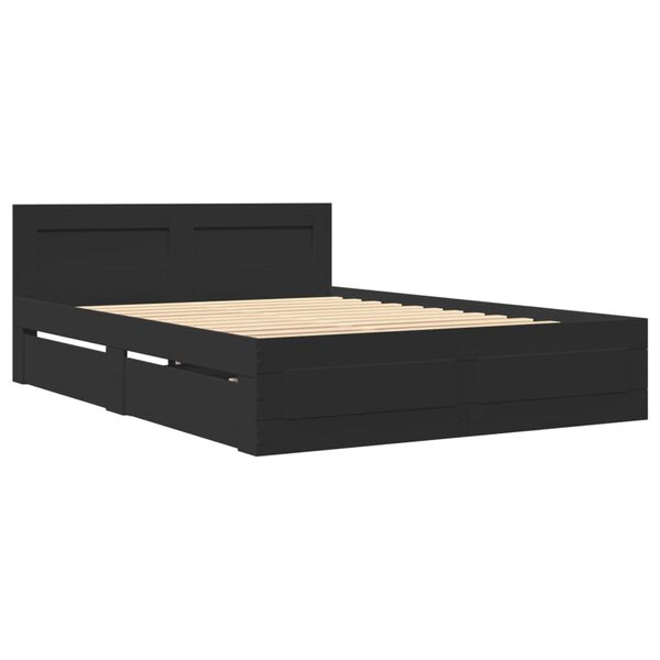 vidaXL Πλαίσιο Κρεβατιού με κεφαλάριου Μαύρο 120x190 εκ Επεξεργ. Ξύλο