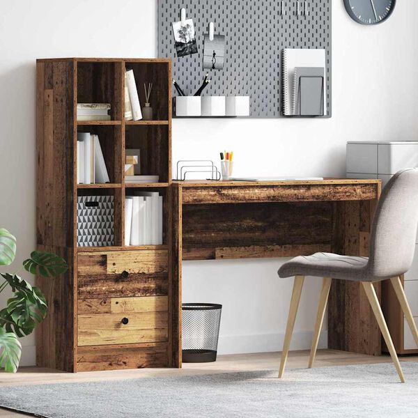 vidaXL Γραφείο με συρτάρι 2 pcs Παλιό ξύλο