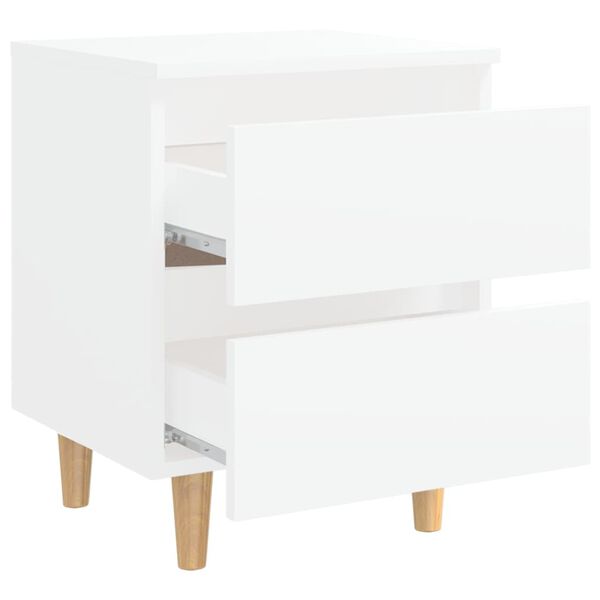 vidaXL Κομοδίνα 2 τεμ. Λευκά 40x35x50εκ. Πόδια από Μασίφ Ξύλο Πεύκου