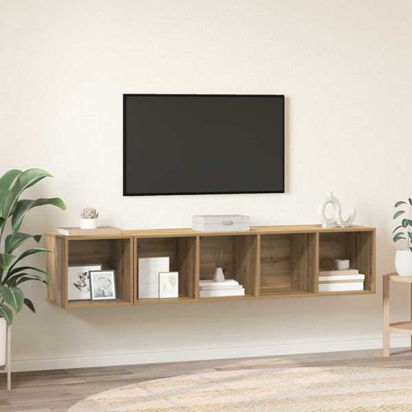 vidaXL 2 pcs artisan δρυς 37 x 37 x 142.5 εκ Επεξεργασμένο ξύλο