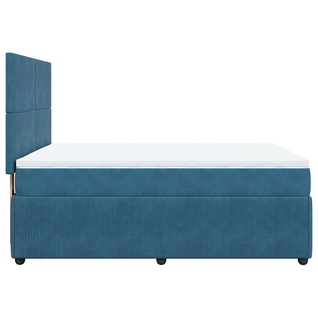 vidaXL Κρεβάτι Boxspring με Στρώμα Μπλε 140x190 εκ. Βελούδινο