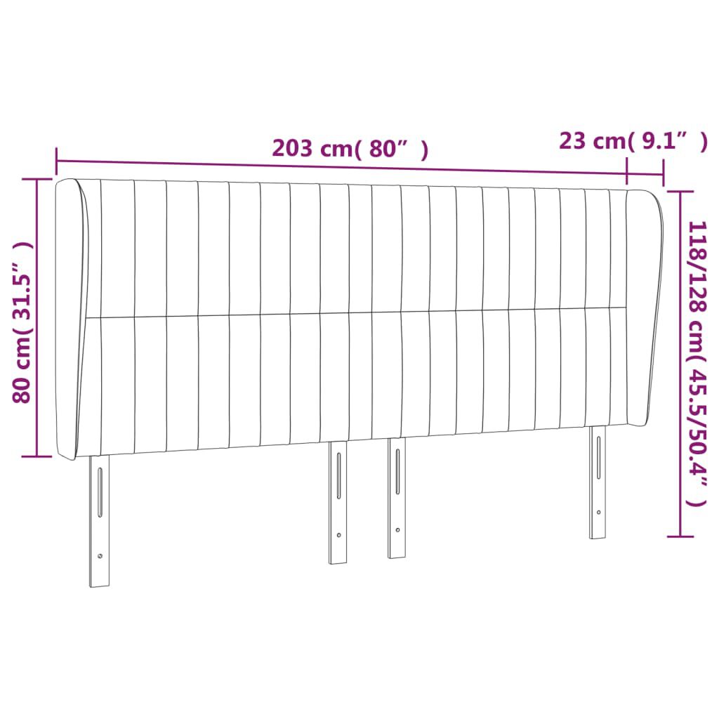 vidaXL Κεφαλάρι με Πτερύγια Μαύρο 203x23x118/128 εκ. Υφασμάτινο