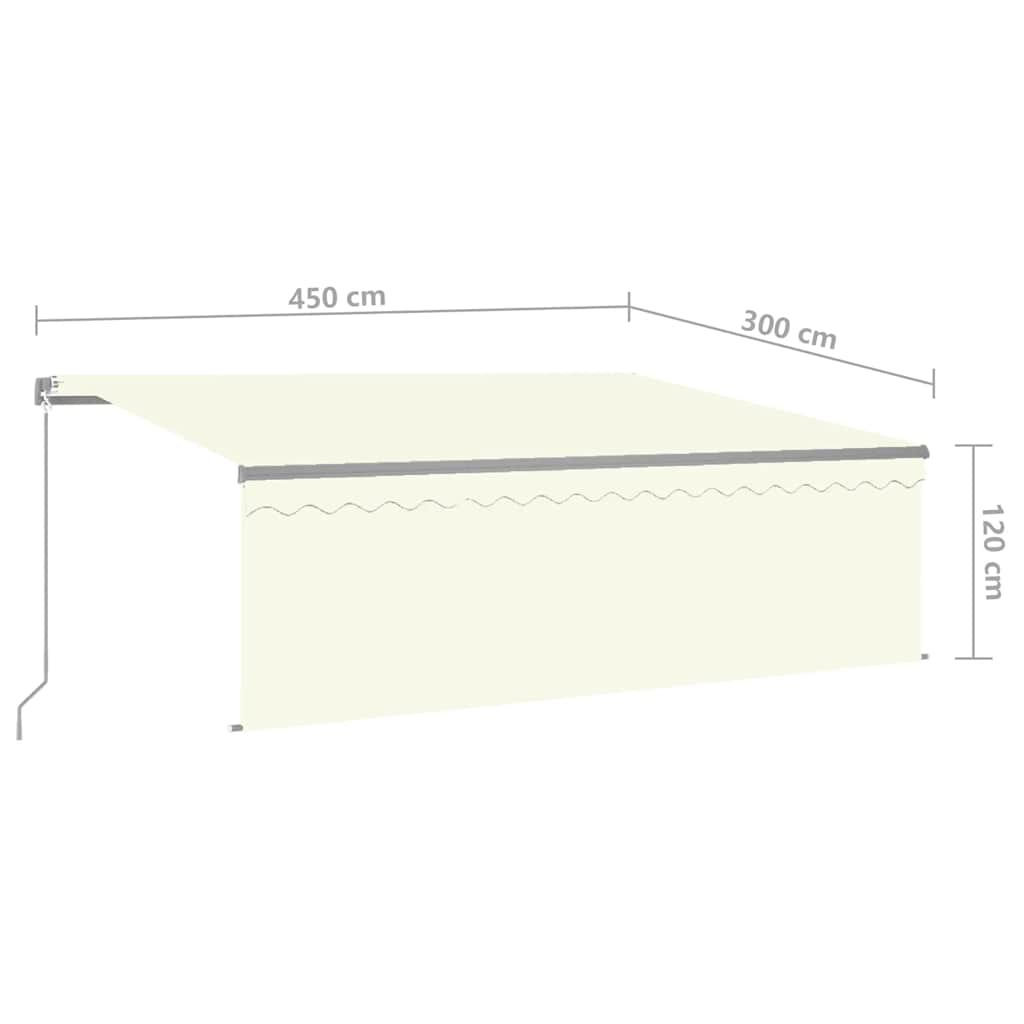 vidaXL Τέντα Συρόμενη Χειροκίνητη με Σκίαστρο & LED Κρεμ 4,5 x 3 μ.
