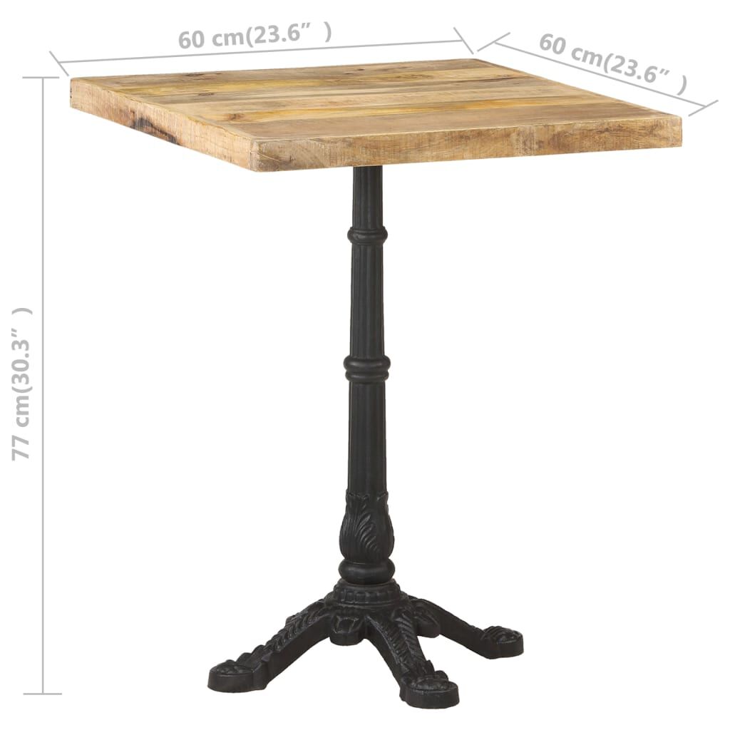 vidaXL Τραπέζι Bistro 60 x 60 x 77 εκ. Ακατέργαστο Ξύλο Μάνγκο