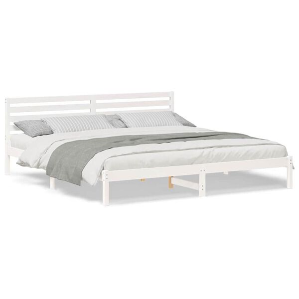 vidaXL Σκελετός Κρεβατιού Λευκό 200 x 210 cm Μασίφ ξύλο πεύκου