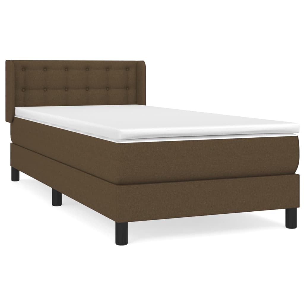vidaXL Κρεβάτι Boxspring με Στρώμα Σκούρο Καφέ 90x200 εκ. Υφασμάτινο