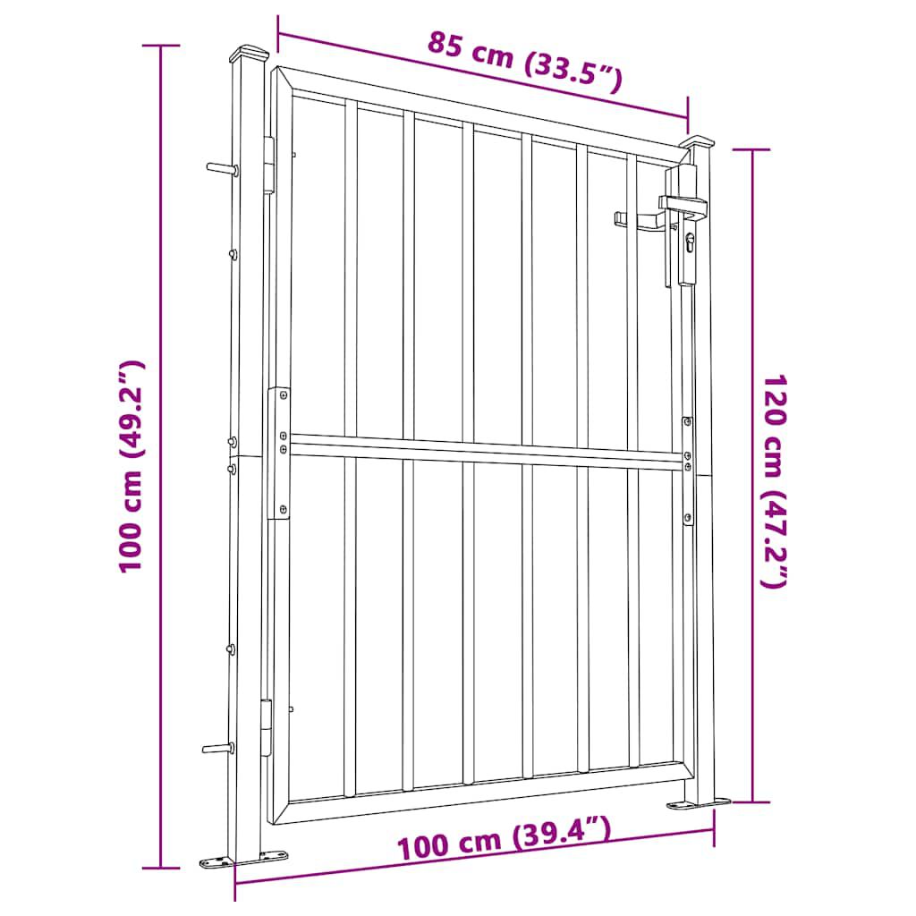 vidaXL Πόρτα Περίφραξης Κήπου 100 x 125 εκ. από Ανοξείδωτο Ατσάλι