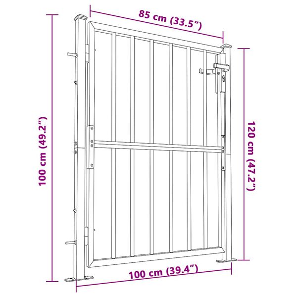 vidaXL Πόρτα Περίφραξης Κήπου 100 x 125 εκ. από Ανοξείδωτο Ατσάλι