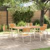 vidaXL Σέτ φαγητού για κήπο 7 pcs Καφέ Μασίφ ξύλο teak