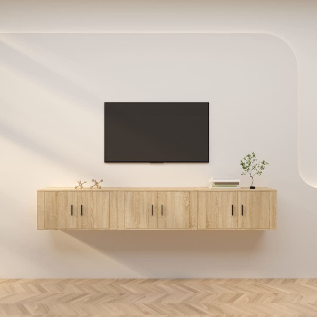 vidaXL Έπιπλα Τηλεόρασης Επιτοίχια 3 τεμ. Sonoma Δρυς 80x34,5x40 εκ