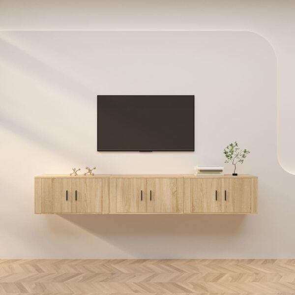 vidaXL Έπιπλα Τηλεόρασης Επιτοίχια 3 τεμ. Sonoma Δρυς 80x34,5x40 εκ
