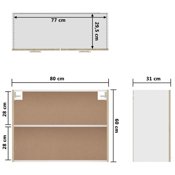 vidaXL Ντουλάπι Κρεμαστό Sonoma Δρυς 80 x 31 x 60 εκ. από Επεξ. Ξύλο