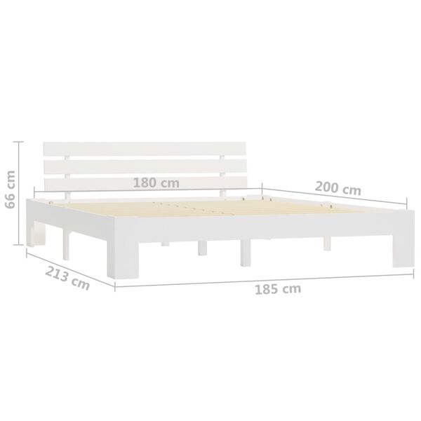 vidaXL Πλαίσιο Κρεβατιού Λευκό 180 x 200 εκ. από Μασίφ Ξύλο Πεύκου