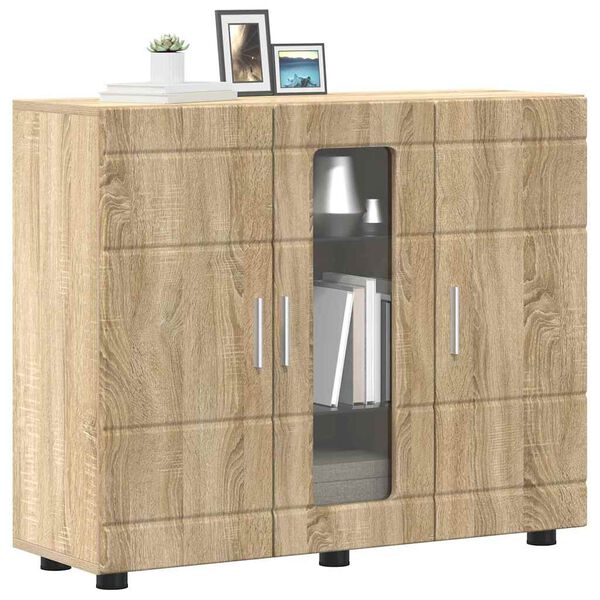 vidaXL Πλαϊνό γραφείο με ράφι με πόρτα Sonoma Δρυς 55.5 x 29 x 100 εκ
