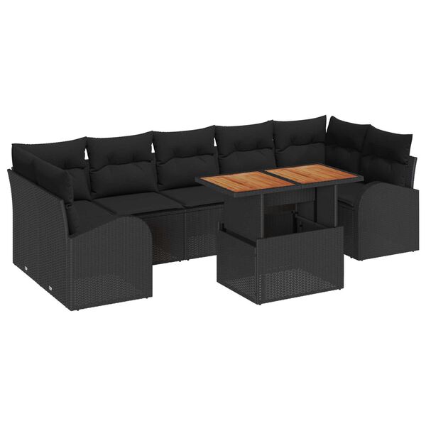 vidaXL Σετ Καναπέ Κήπου με αποθήκευση 8 pcs Μαύρο Πολυ ράταν