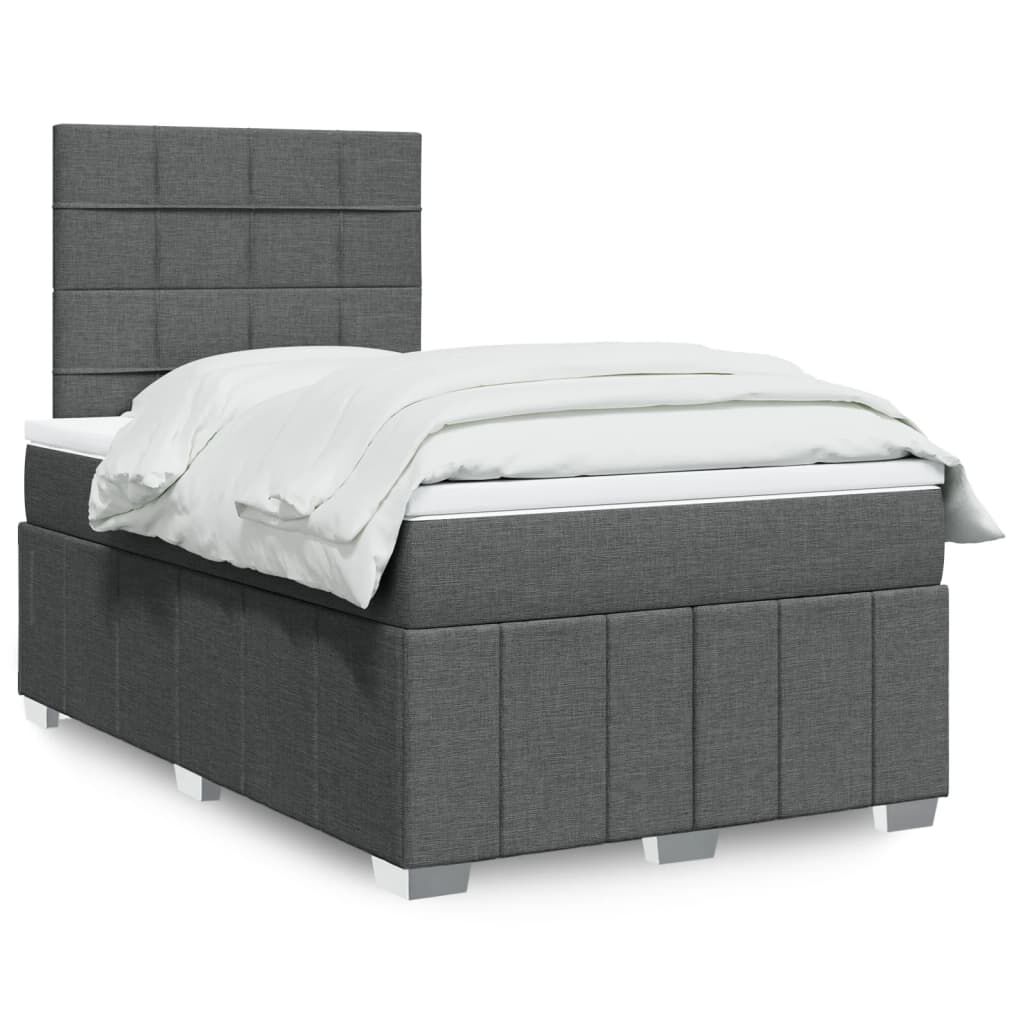 vidaXL Κρεβάτι Boxspring με Στρώμα Σκούρο Γκρι 120x190 εκ Υφασμάτινο