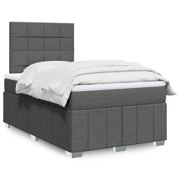 vidaXL Κρεβάτι Boxspring με Στρώμα Σκούρο Γκρι 120x190 εκ Υφασμάτινο