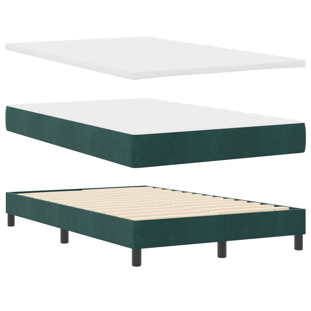 vidaXL Κρεβάτι Box Spring με Στρώμα Σκούρο Πράσινο 120x200 εκ. Βελούδο