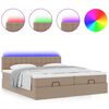 vidaXL Οθωμανικό κρεβάτι με στρώματα & LEDs Cappucino Faux Leather