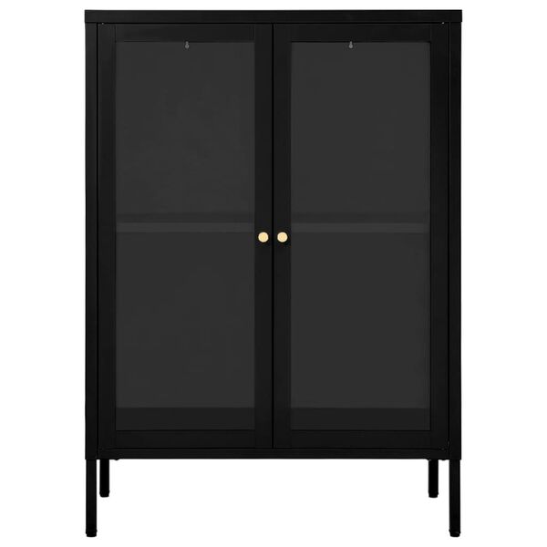 vidaXL Μπουφές Μαύρος 75 x 35 x 105 εκ. από Ατσάλι και Γυαλί