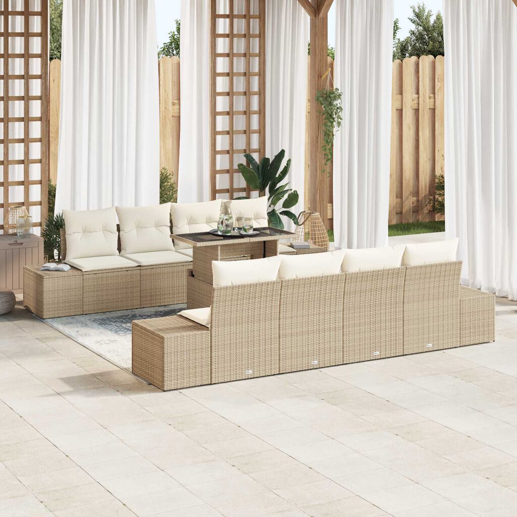 vidaXL Σετ Καναπέ Κήπου 7 pcs μπεζ και κρεμ 100 x 55 x 73 εκ