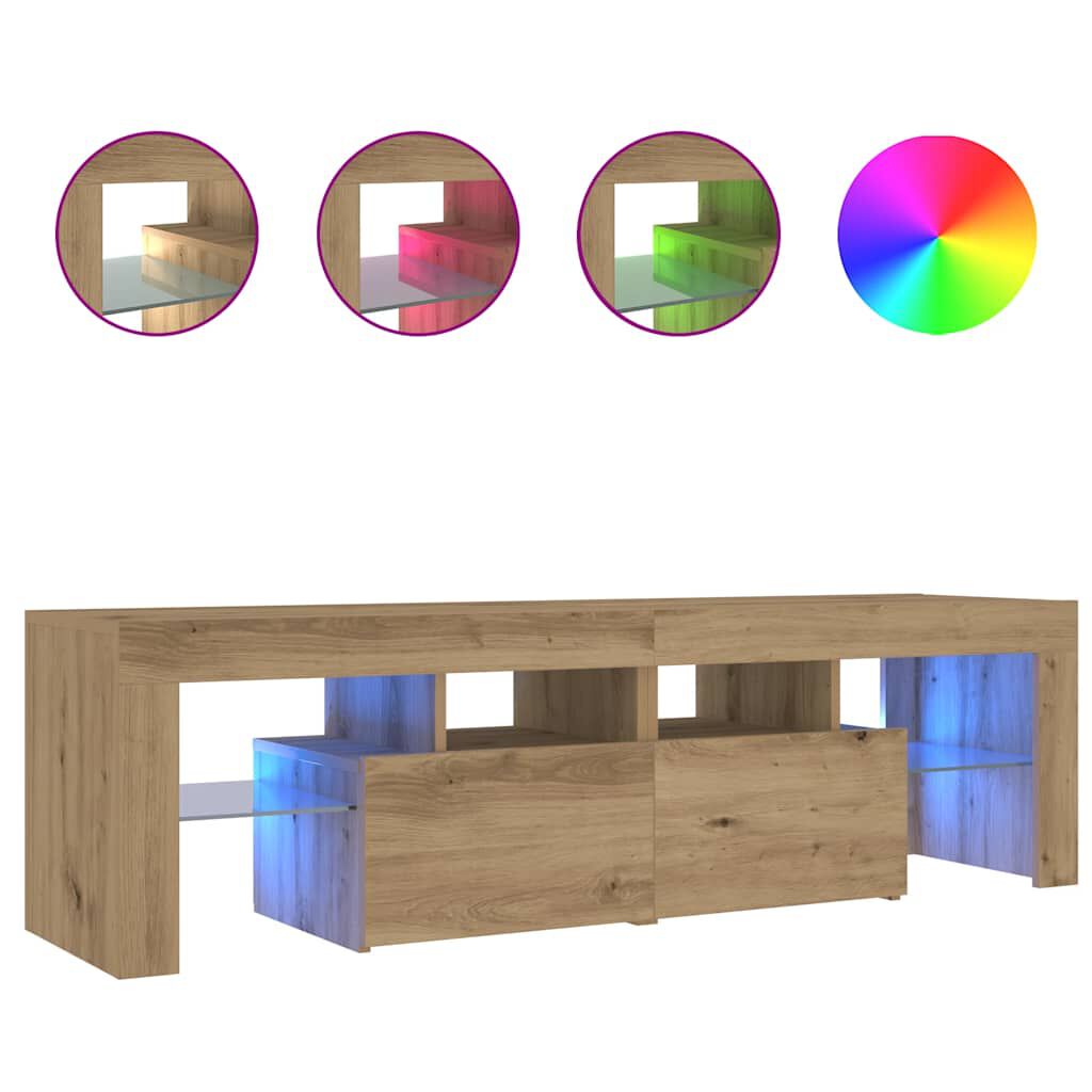 vidaXL Έπιπλο Τηλεόρασης με LED Αρτισιανή Δρυς 140x36,5x40εκ Επεξ.Ξύλο
