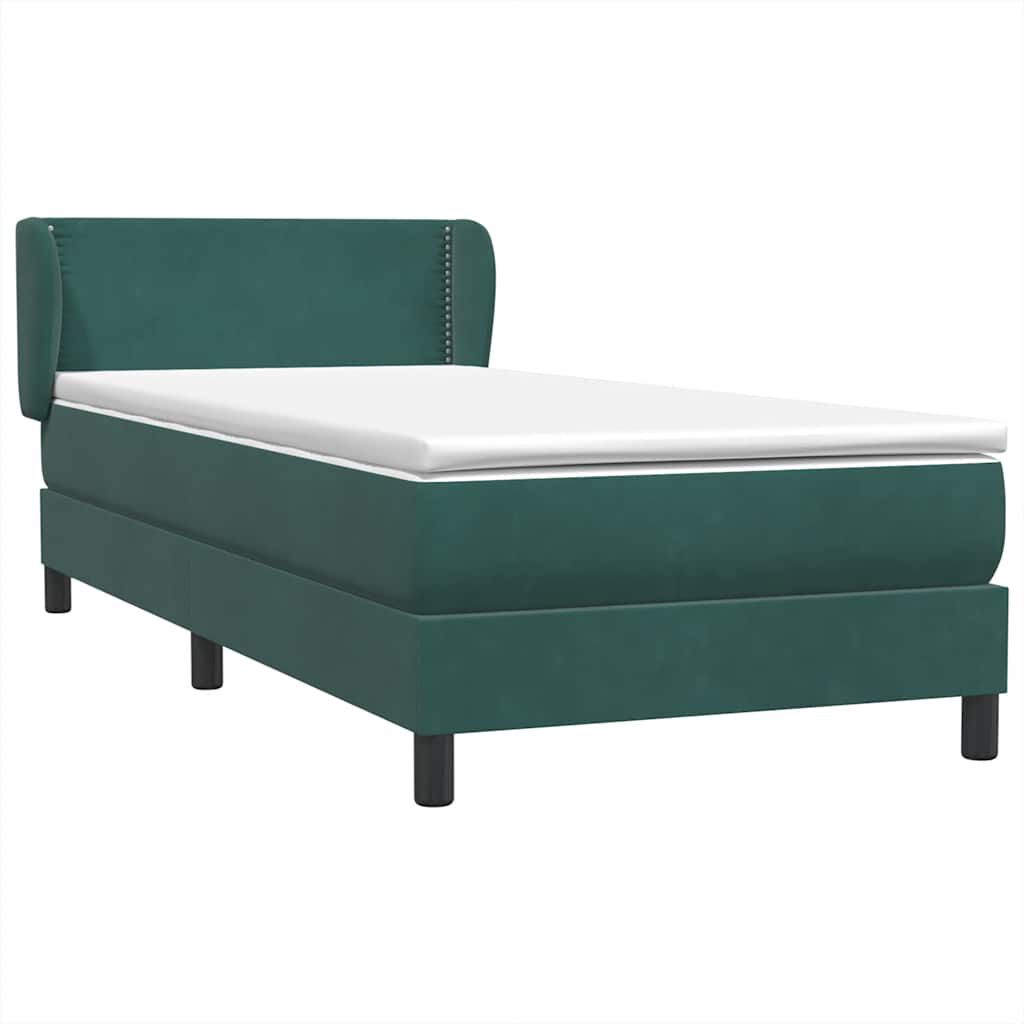 vidaXL Box Spring κρεβάτι με στρώμα σκούρο πράσινο 90x220 cm Velvet