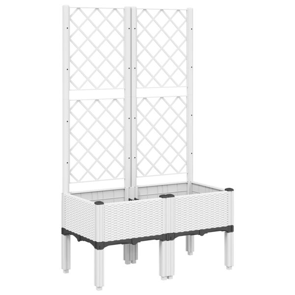 vidaXL Ζαρντινιέρα Κήπου με Καφασωτό Λευκή 80x40x142 εκ. Πολυπροπ.