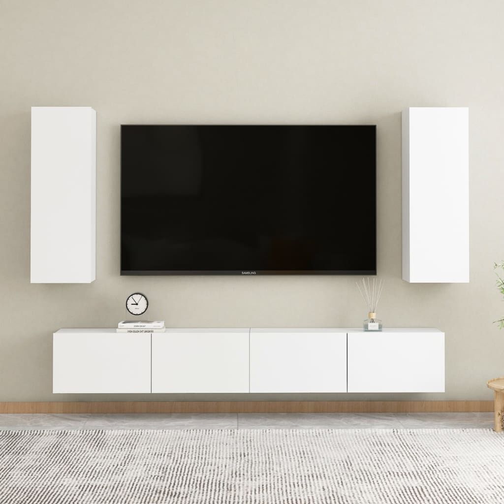 vidaXL Έπιπλο Τηλεόρασης Λευκό 30,5 x 30 x 90 εκ. από Επεξ. Ξύλο