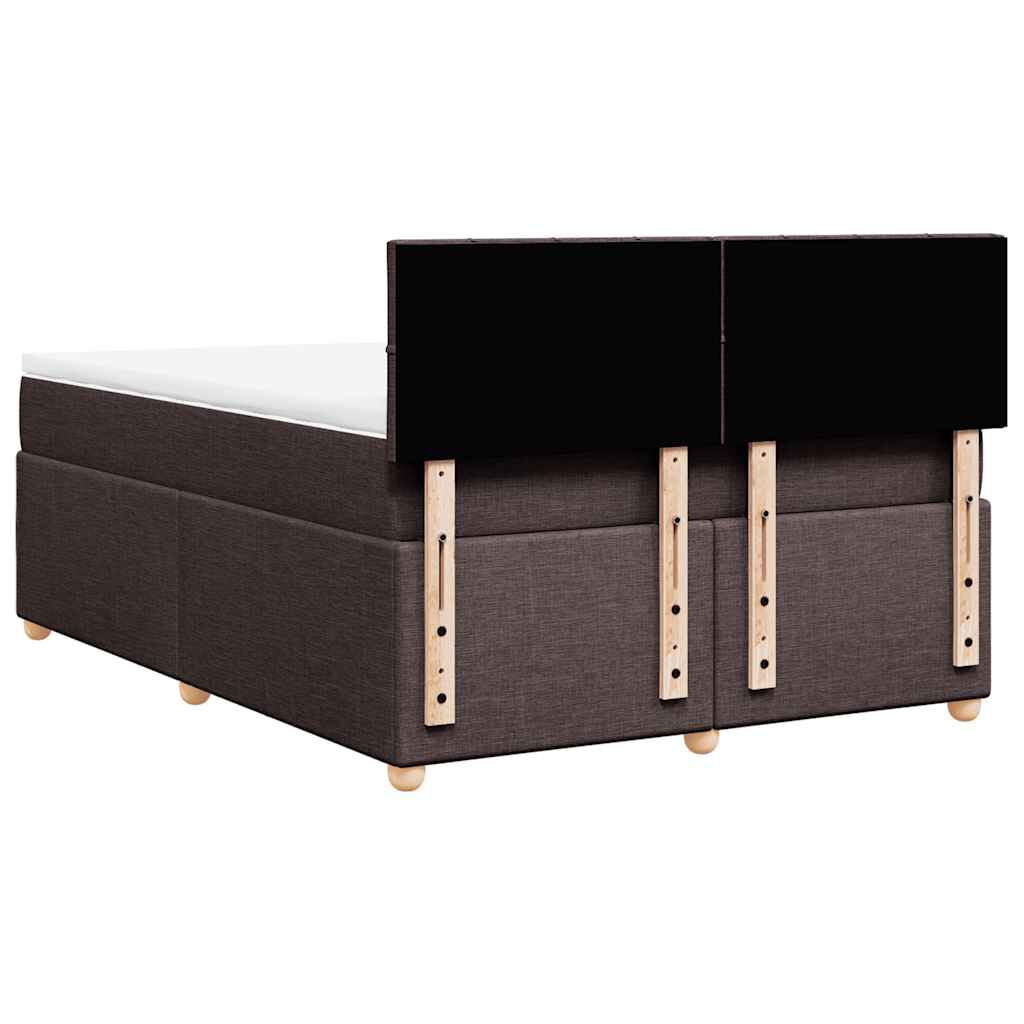 vidaXL Κρεβάτι Boxspring με Στρώμα Σκούρο Καφέ 140x190 εκ. Υφασμάτινο