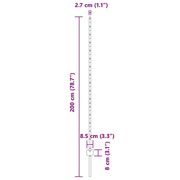 vidaXL Πό posts φράχτη 22 pcs Ασημί 150 cm Γαλβανισμένος χάλυβας