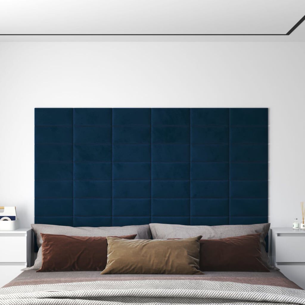 vidaXL Πάνελ Τοίχου 12 τεμ. Μπλε 30 x 15 εκ. 0,54 μ² Βελούδινα