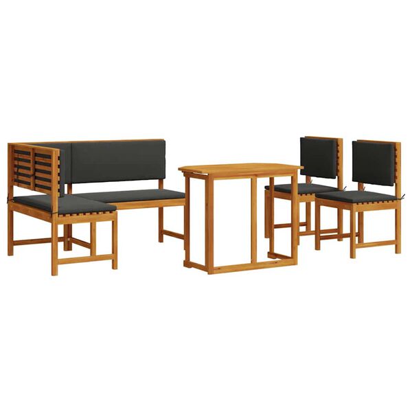 vidaXL Σετ Παγκάκι Κήπου 4 pcs Καφέ Μασίφ ξύλο ακακίας
