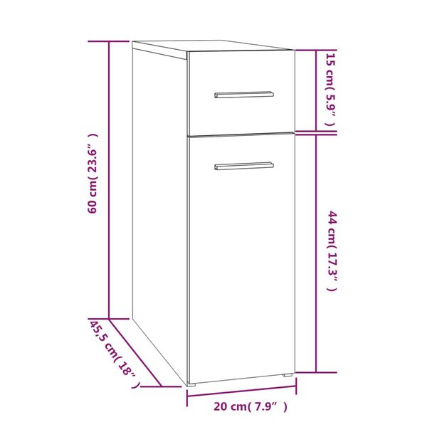 vidaXL Συρταριέρα Γενικής Χρήσης Καπν. Δρυς 20x45,5x60 εκ. Επεξ. Ξύλο