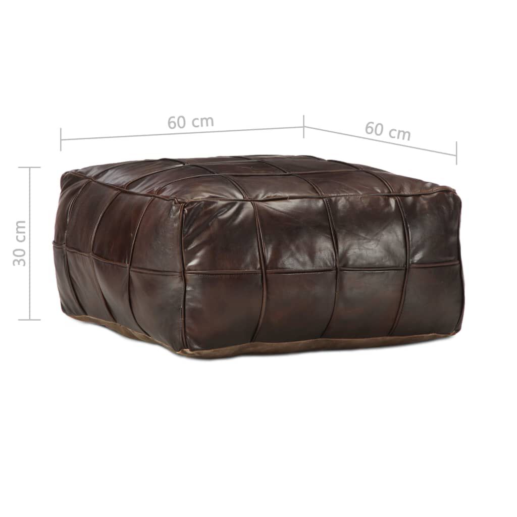 vidaXL Πουφ Σκούρο Καφέ 60 x 60 x 30 εκ. από Γνήσιο Δέρμα Κατσίκας