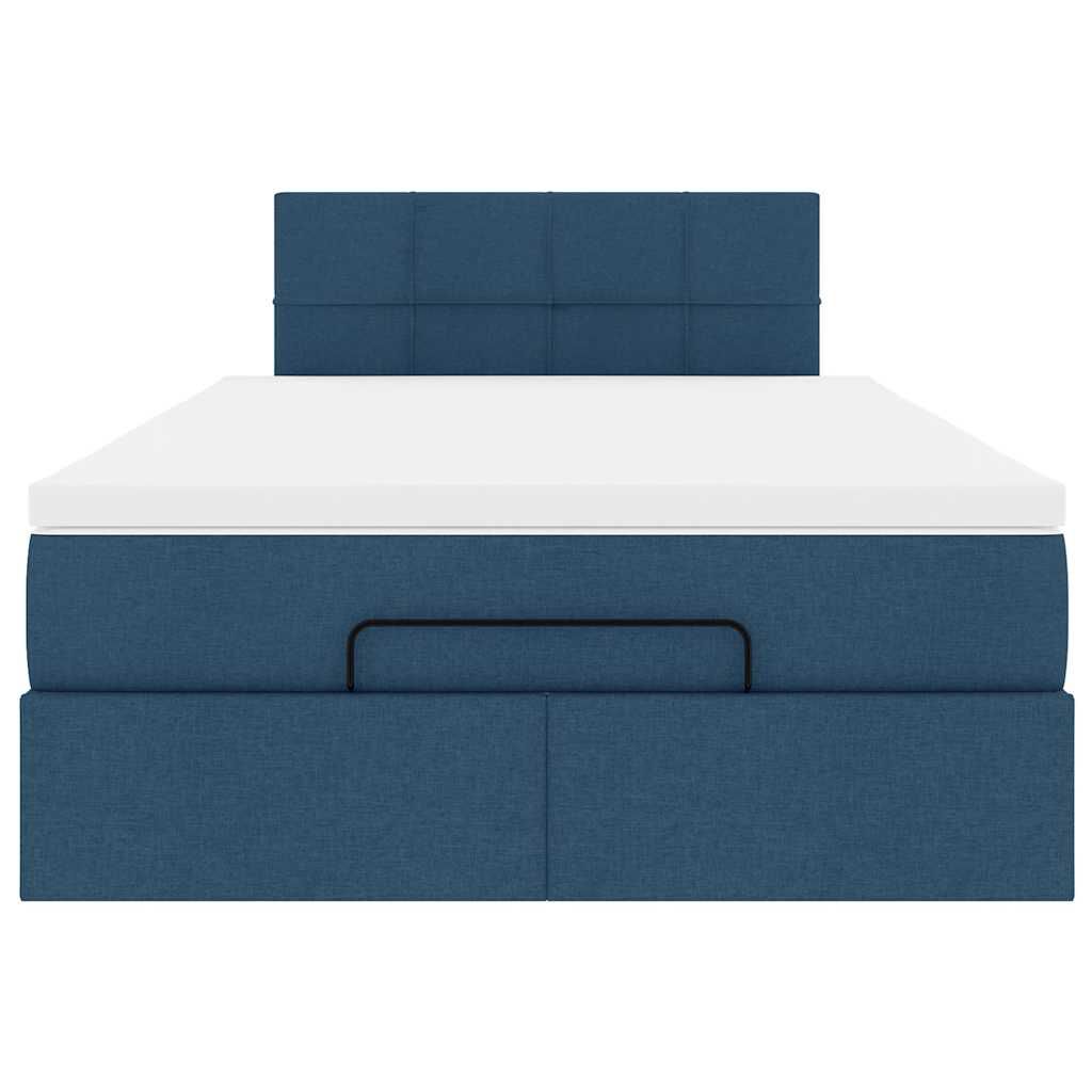 vidaXL Οθωμανικό κρεβάτι με στρώμα μπλε 120x200cm ύφασμα