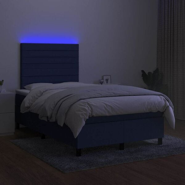 vidaXL &Kappa;&rho;&epsilon;&beta;ά&tau;&iota; Boxspring &mu;&epsilon; &Sigma;&tau;&rho;ώ&mu;&alpha; & LED &Mu;&pi;&lambda;&epsilon; 120x190&epsilon;&kappa;. &Upsilon;&phi;&alpha;&sigma;&mu;ά&tau;&iota;&nu;&omicron;