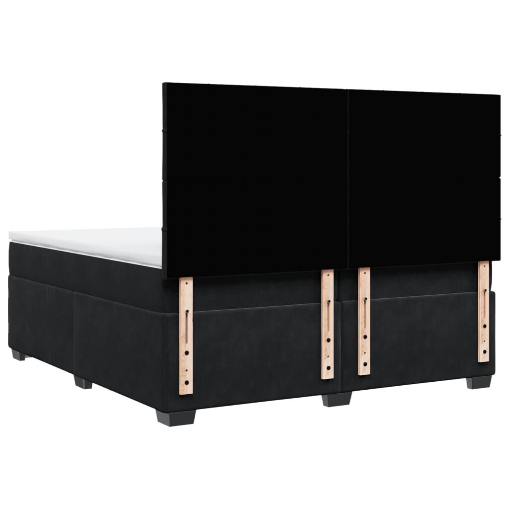 vidaXL Κρεβάτι Boxspring με Στρώμα Μαύρο 200x200 εκ. Βελούδινο