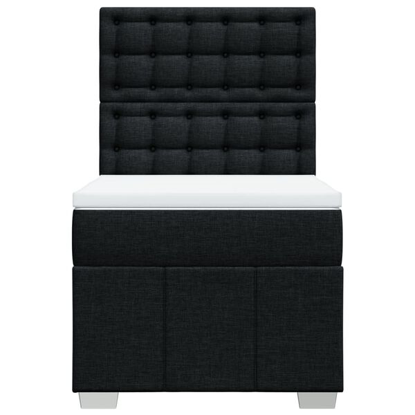 vidaXL Κρεβάτι Boxspring με Στρώμα Μαύρο 100 x 200 εκ. Υφασμάτινο