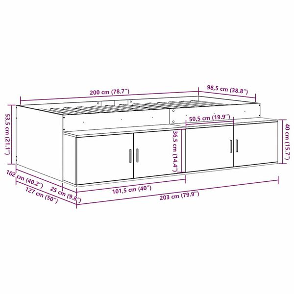 vidaXL Κρεβάτι με αποθηκευτικό χώρο artisan δρυς 100 x 200 cm