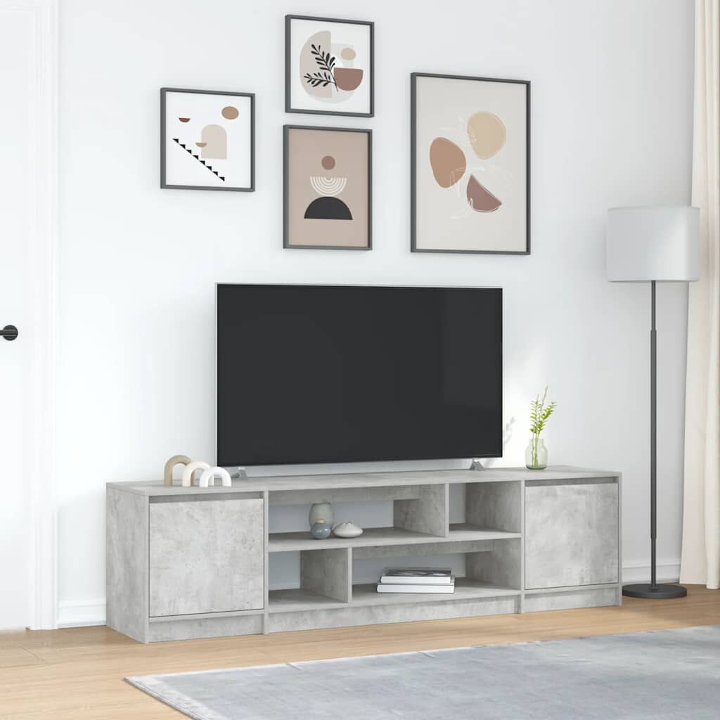 vidaXL Έπιπλο Τηλεόρασης Γκρι Σκυροδέματος 188,5x41x50 εκ. Επεξ. Ξύλο