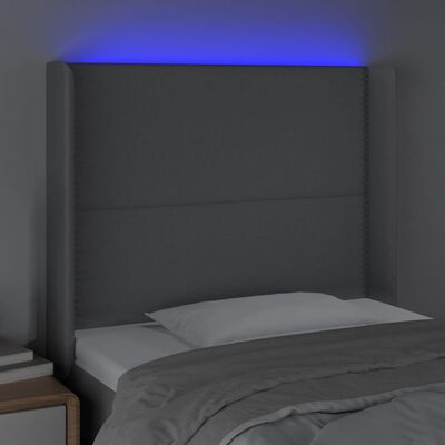 vidaXL Κεφαλάρι Κρεβατιού LED Ανοιχτό Γκρι 93x16x118/128εκ. Υφασμάτινο