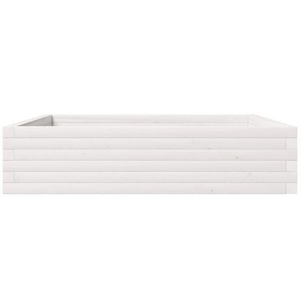 vidaXL Ζαρντινιέρα Κήπου Λευκή 100x100x23 εκ. από Μασίφ Ξύλο Πεύκου
