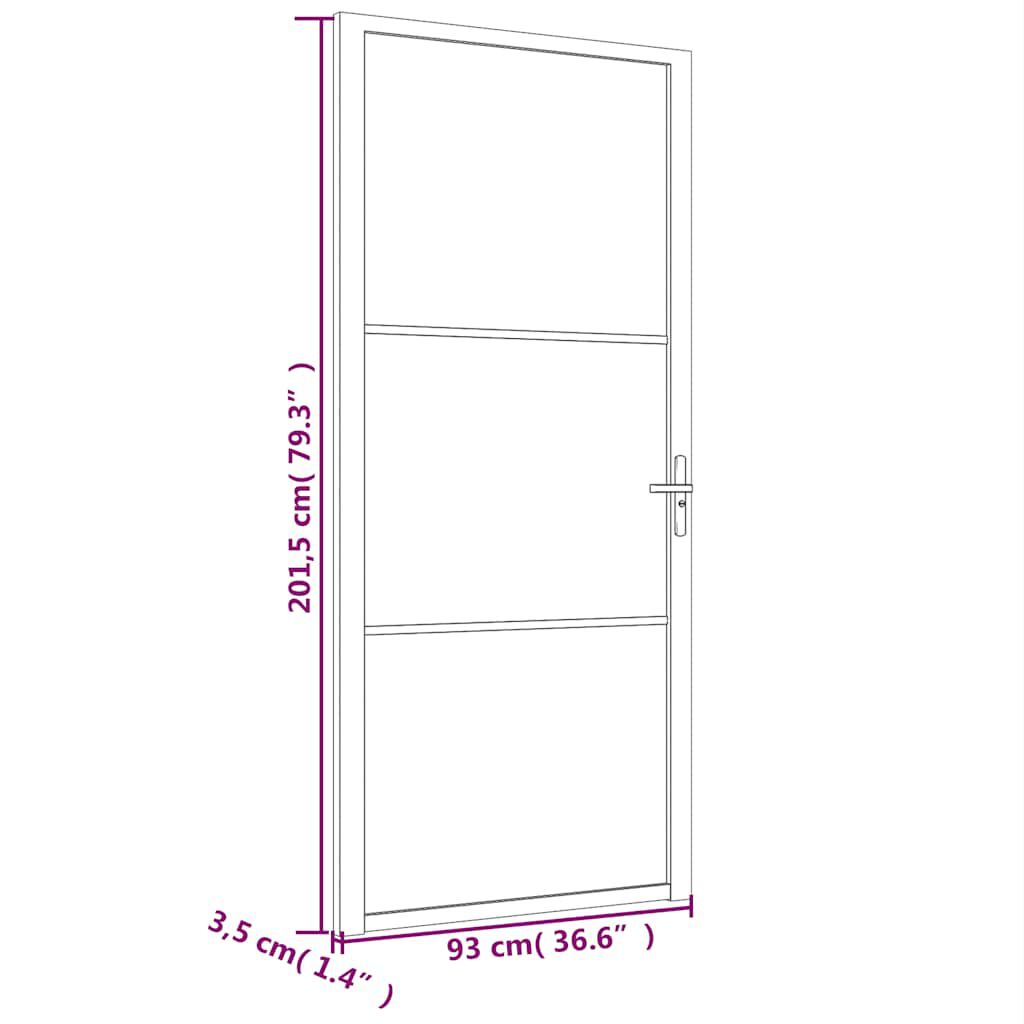vidaXL Εσωτερική Πόρτα 93x201,5 εκ. Μαύρο Ματ Γυαλί και Αλουμίνιο